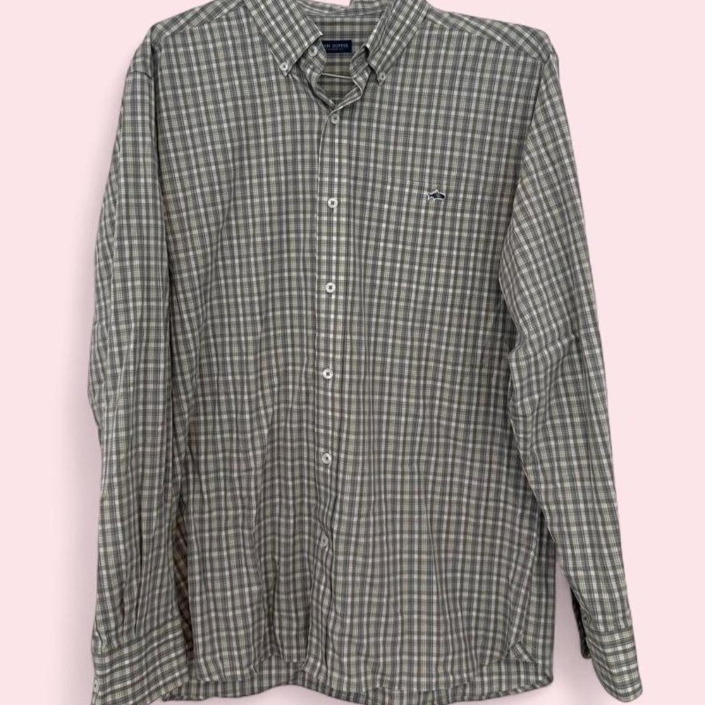 Fish Hippie Green & White Plaid Button-Down Shirt | Size L